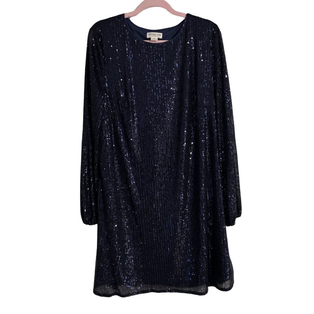 Chic Soul Navy Blue Sequin Shift Dress